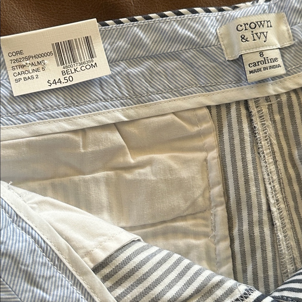 🌴Crown & Ivy Caroline Navy Stripe Palm Shorts Size 8 NWT - Picture 6 of 12